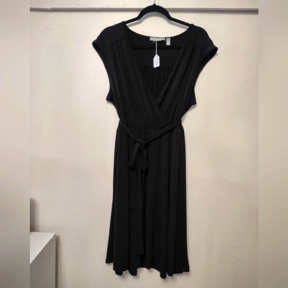 Black Wrap Front Dress NY Collection XL
